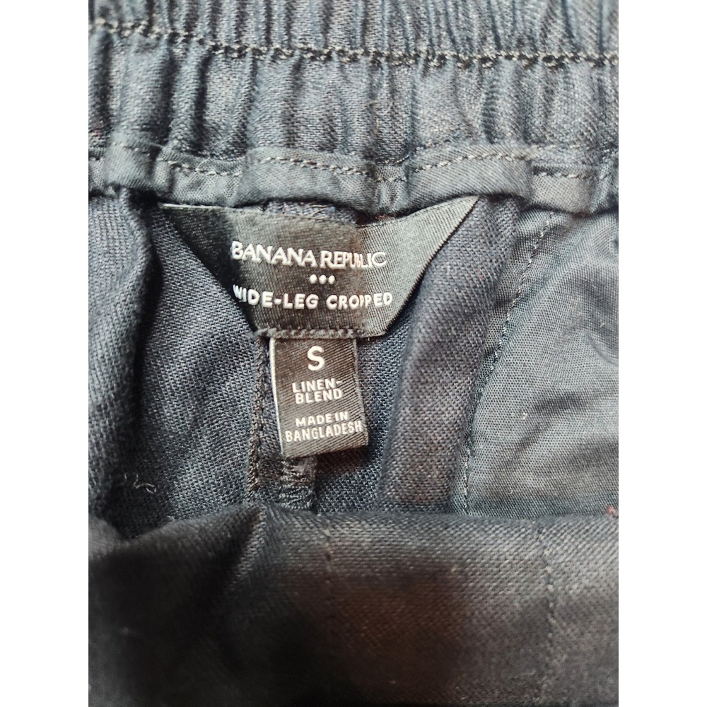 Banana Republic Womens Black Linen Blend Wide Leg Cropped Pants Size S High Rise - Picture 3 of 14